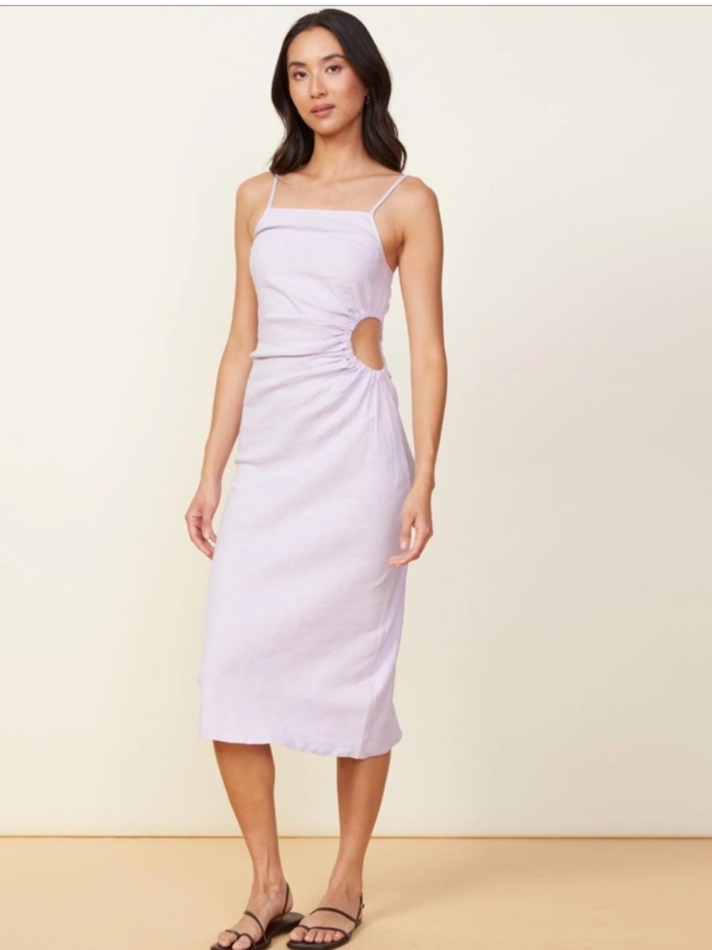 Monrow Lilac Linen Cut Out Dress Small NWT